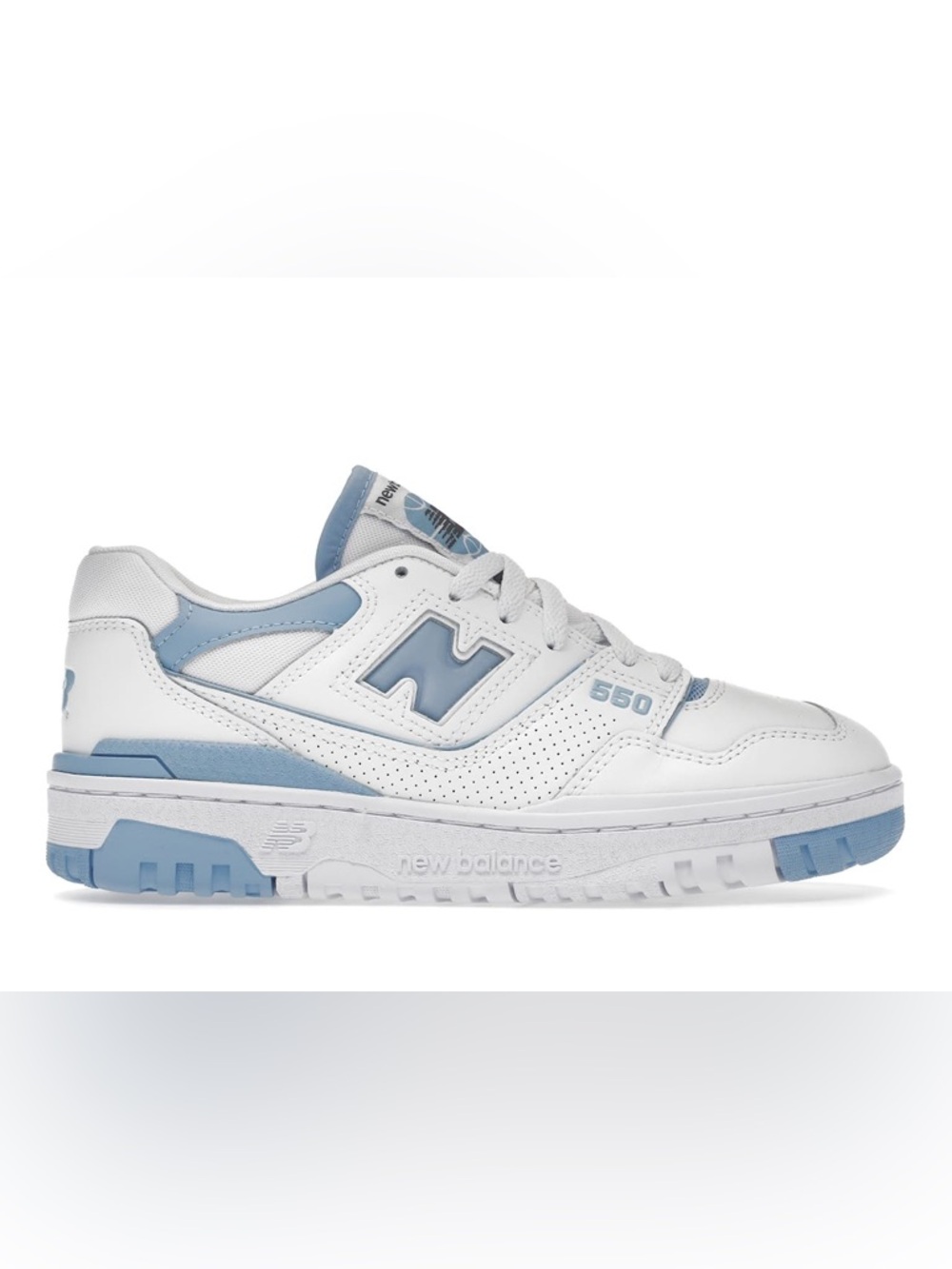 New Balance 550 Sneaker in White & Light Blue